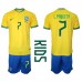 Billige Brasil Lucas Paqueta #7 Hjemmetrøye Barn VM 2022 Kortermet (+ korte bukser)